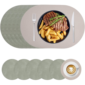 Does Not Apply Placemats And Coasters Set Of 6, Pu Leather Place Mats For Table 45 X 30cm, Heat Does Not Apply Placemats And Coasters Set Of 6, Pu Leather Place Mats For Table 45 X 30cm, Heat