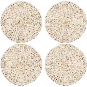 Does Not Apply 4pcs Handmade Woven Placemats,9.84inch Round Coasters,Pure Natural Corn Husk Wov Does Not Apply 4pcs Handmade Woven Placemats,9.84inch Round Coasters,Pure Natural Corn Husk Wov