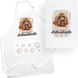 Purely Home Labradoodle Tea Towel & Apron Set - Dogs & Paw Prints Kitchen Linens Gifts Purely Home Labradoodle Tea Towel & Apron Set - Dogs & Paw Prints Kitchen Linens Gifts