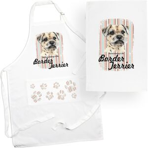 Purely Home Border Terrier Tea Towel & Apron Set - Dogs & Paw Prints Kitchen Linens Gifts Purely Home Border Terrier Tea Towel & Apron Set - Dogs & Paw Prints Kitchen Linens Gifts