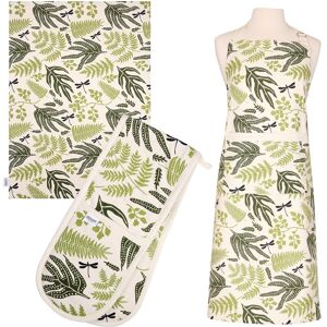 Dexam Organic Cotton Adult Apron, Tea Towel & Double Oven Glove Set - Fern Dexam Organic Cotton Adult Apron, Tea Towel & Double Oven Glove Set - Fern