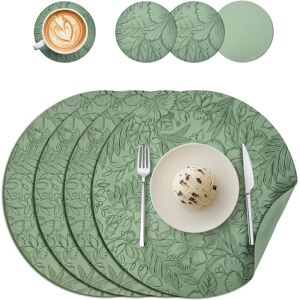 Wanfolle Round Placemats And Coasters Set Of 4, Floral Leather Table Place Mats 34cm Dua Wanfolle Round Placemats And Coasters Set Of 4, Floral Leather Table Place Mats 34cm Dua