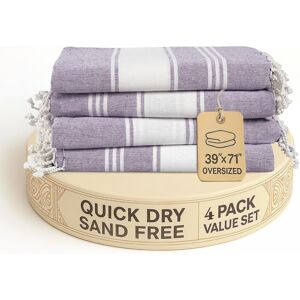 Lane Linen Beach Towels 4 Pack Oversized - Cotton Rich Turkish Towel Set, Pre-W Lane Linen Beach Towels 4 Pack Oversized - Cotton Rich Turkish Towel Set, Pre-W