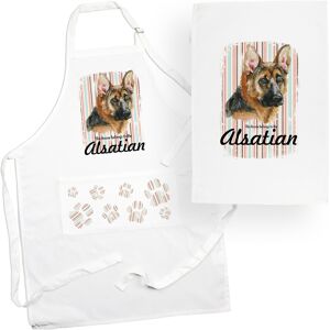 Purely Home Alsatian Tea Towel & Apron Set - Dogs & Paw Prints Kitchen Linens Gifts Purely Home Alsatian Tea Towel & Apron Set - Dogs & Paw Prints Kitchen Linens Gifts