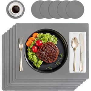 Hpmaison Placemats And Coasters Set Of 6, Heat-Resistant Pu Leather Table Mats Hpmaison Placemats And Coasters Set Of 6, Heat-Resistant Pu Leather Table Mats