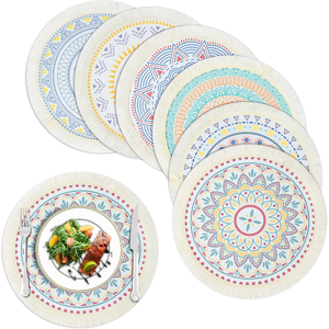 Does Not Apply Set Of 6 Boho Placemats, Round Cotton Woven Prints Place Mats With Decorative Ed Does Not Apply Set Of 6 Boho Placemats, Round Cotton Woven Prints Place Mats With Decorative Ed
