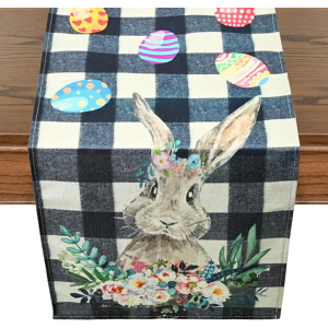 Branded Easter Table Runner - Vintage Cute Bunny Tablecloth Easter Decoration Eggs Table Branded Easter Table Runner - Vintage Cute Bunny Tablecloth Easter Decoration Eggs Table