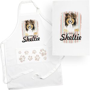 Purely Home Sheltie Tea Towel & Apron Set - Dogs & Paw Prints Kitchen Linens Gifts Purely Home Sheltie Tea Towel & Apron Set - Dogs & Paw Prints Kitchen Linens Gifts