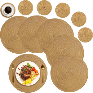 Does Not Apply Round Placemats And Coasters Set Of 6, Round Braided Woven Place Mats Washable H Does Not Apply Round Placemats And Coasters Set Of 6, Round Braided Woven Place Mats Washable H