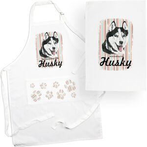 Purely Home Husky Tea Towel & Apron Set - Dogs & Paw Prints Kitchen Linens Gifts Purely Home Husky Tea Towel & Apron Set - Dogs & Paw Prints Kitchen Linens Gifts