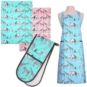 Dexam Safari Adult Apron, Tea Towels & Double Oven Glove Set Dexam Safari Adult Apron, Tea Towels & Double Oven Glove Set
