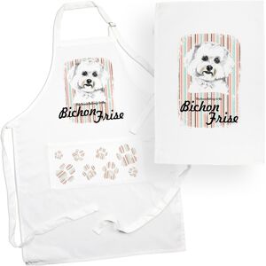 Purely Home Bichon Frise Tea Towel & Apron Set - Dogs & Paw Prints Kitchen Linens Gifts Purely Home Bichon Frise Tea Towel & Apron Set - Dogs & Paw Prints Kitchen Linens Gifts