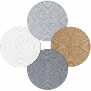 Does Not Apply Set Of 4 Placemats, Round Woven Cotton Table Mats, Washable Heat Resistant Non S Does Not Apply Set Of 4 Placemats, Round Woven Cotton Table Mats, Washable Heat Resistant Non S
