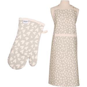 Dexam Organic Cotton Adult Apron & Oven Gauntlet Set - Grey Heart Dexam Organic Cotton Adult Apron & Oven Gauntlet Set - Grey Heart