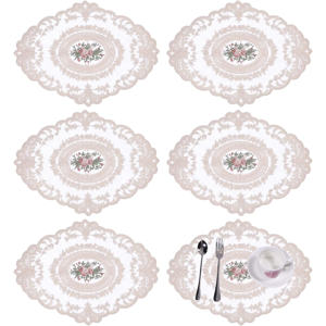 Does Not Apply 6 Pcs Retro Lace Table Placemats 17.2x12.7 Inch Flower Crochet Polyester Doilies Does Not Apply 6 Pcs Retro Lace Table Placemats 17.2x12.7 Inch Flower Crochet Polyester Doilies