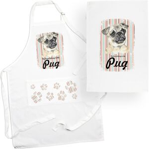 Purely Home Pug Tea Towel & Apron Set - Dogs & Paw Prints Kitchen Linens Gifts Purely Home Pug Tea Towel & Apron Set - Dogs & Paw Prints Kitchen Linens Gifts