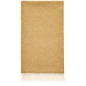 Bronte Herringbone Gold Soft Pure 100% Merino Lambswool Blanket Wool Throw Bronte Herringbone Gold Soft Pure 100% Merino Lambswool Blanket Wool Throw