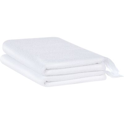 Beliani Set of 2 Cotton Terry Towels White - Bath Beliani Set of 2 Cotton Terry Towels White - Bath