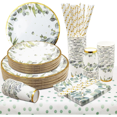 Branded 121 Pcs Sage Green Paper Plates And Napkins, Shower Dinnerware Sets 24 Guest Pap Branded 121 Pcs Sage Green Paper Plates And Napkins, Shower Dinnerware Sets 24 Guest Pap