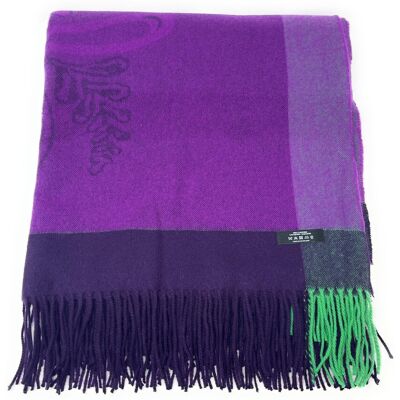 100% Pure Cashmere Throw/blanket - Purple & Green Intarsia Design 100% Pure Cashmere Throw/blanket - Purple & Green Intarsia Design