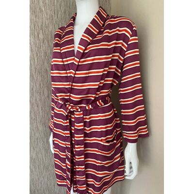 Love Stories Ritz Stripe Short Robe Dressing Gown Retail £115 Size L Bnwt Love Stories Ritz Stripe Short Robe Dressing Gown Retail £115 Size L Bnwt