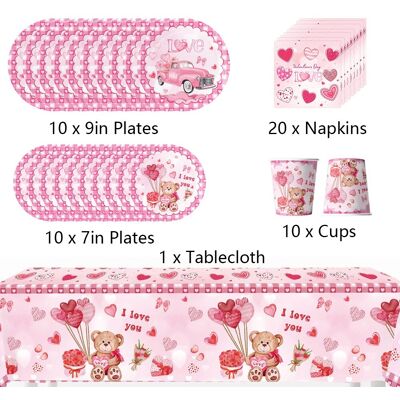 51x Valentine'S Day Party Decor Tableware Include Cups Plates Napkins Tablecloth 51x Valentine'S Day Party Decor Tableware Include Cups Plates Napkins Tablecloth