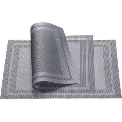 Uxcell Place Mats 450x300mm 8pcs Pvc Table Washable Woven Placemat, Gray Uxcell Place Mats 450x300mm 8pcs Pvc Table Washable Woven Placemat, Gray