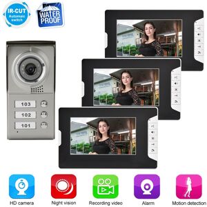 3 Units Video Intercom Doorbell Color Lcd Screen Hands-Free Unlock For Home Secu 3 Units Video Intercom Doorbell Color Lcd Screen Hands-Free Unlock For Home Secu
