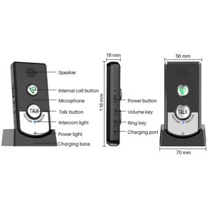 Black Wireless Voice Intercom Home Smart 2 Way Talk Doorbell For Elderly Black Wireless Voice Intercom Home Smart 2 Way Talk Doorbell For Elderly