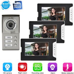 Apartment 3 Units Wired Video Door Phone Audio Visual Doorbell Intercom Entr Bst Apartment 3 Units Wired Video Door Phone Audio Visual Doorbell Intercom Entr Bst