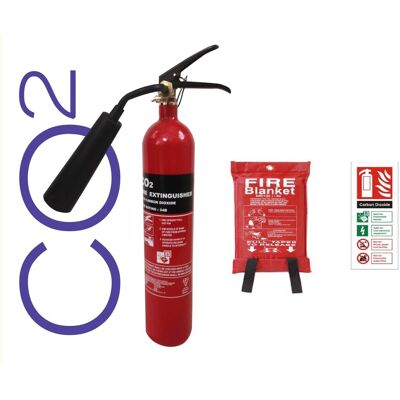 Fssuk New 2 Kg Co2 Fire Extinguisher With Fire Blanket Office Home Work Electrical Ce Fssuk New 2 Kg Co2 Fire Extinguisher With Fire Blanket Office Home Work Electrical Ce