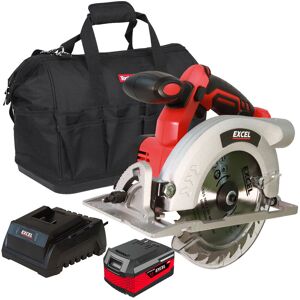 Excel 18v Cordless Circular Saw 1 X 4.0ah Battery Charger & Tool Bag Exl10124 Excel 18v Cordless Circular Saw 1 X 4.0ah Battery Charger & Tool Bag Exl10124