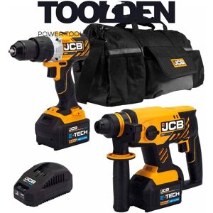 Jcb 21-18bltpksds-5 18v Combi Drill & Sds Drill Twin Pack With 2x 5.0ah Batterie Jcb 21-18bltpksds-5 18v Combi Drill & Sds Drill Twin Pack With 2x 5.0ah Batterie