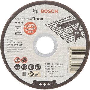 Bosch 115mm (4.5”) X 22.23 X 1mm Thin Metal Inox Fast Cutting Disc - 50 Discs Bosch 115mm (4.5”) X 22.23 X 1mm Thin Metal Inox Fast Cutting Disc - 50 Discs