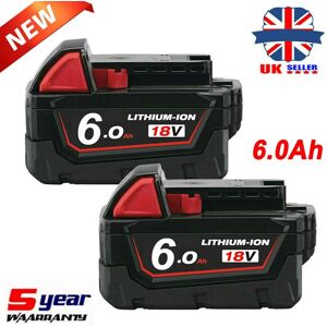 2x 6.0ah For Milwaukee M18b6 Li-Ion 18v Battery 48-11-1828 M18b5 2620 48-11-1840 2x 6.0ah For Milwaukee M18b6 Li-Ion 18v Battery 48-11-1828 M18b5 2620 48-11-1840