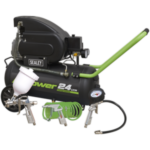Compressor 24l Direct Drive 2hp With 4pc Air Accessory Kit - Sealey Sac2420epk N Compressor 24l Direct Drive 2hp With 4pc Air Accessory Kit - Sealey Sac2420epk N