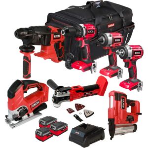Excel 18v 7 Piece Power Tool Kit With 3 X 4.0ah Battery & Charger Exlkit-17315 Excel 18v 7 Piece Power Tool Kit With 3 X 4.0ah Battery & Charger Exlkit-17315