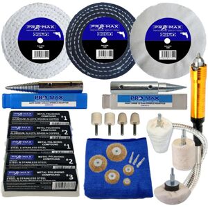 Pro-Max Professional Quality Tools Bench Grinder Aluminium Alloy Brass Steel Metal Polishing Kit 24pc - 4" X 1" Pro-Max Professional Quality Tools Bench Grinder Aluminium Alloy Brass Steel Metal Polishing Kit 24pc - 4" X 1"