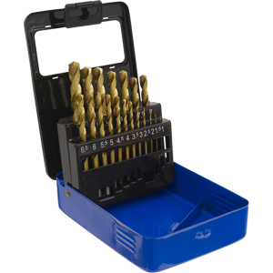 Hss Fully Ground Drill Bit Set 19pc Din 338 Metric - Sealey Ak4719 New Hss Fully Ground Drill Bit Set 19pc Din 338 Metric - Sealey Ak4719 New