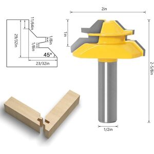 3pcs 1/2in Shank Router Bit 45 Degree Glue Joint Lock Miter Milling Cutter Kit 3pcs 1/2in Shank Router Bit 45 Degree Glue Joint Lock Miter Milling Cutter Kit