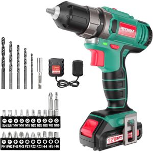 Hychika Cordless Drill Driver 12v, Electric Screwdriver 30n·m, 21+1 Torque Ele Hychika Cordless Drill Driver 12v, Electric Screwdriver 30n·m, 21+1 Torque Ele