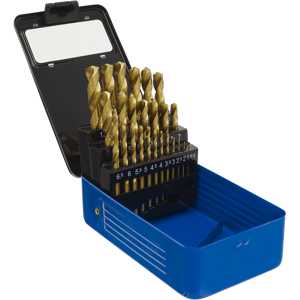 Hss Fully Ground Drill Bit Set 25pc Din 338 Metric - Sealey Ak4725 New Hss Fully Ground Drill Bit Set 25pc Din 338 Metric - Sealey Ak4725 New