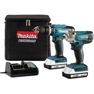 Makita 18v 2 X 2 Li-Ion Cordless Power Combi Drill & Impact Driver Dk18922ax2 Makita 18v 2 X 2 Li-Ion Cordless Power Combi Drill & Impact Driver Dk18922ax2