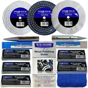 Pro-Max Professional Quality Tools Bench Grinder Aluminium Alloy Brass Steel Metal Polishing Kit 4" X 1" 11pc Pro-Max Professional Quality Tools Bench Grinder Aluminium Alloy Brass Steel Metal Polishing Kit 4" X 1" 11pc