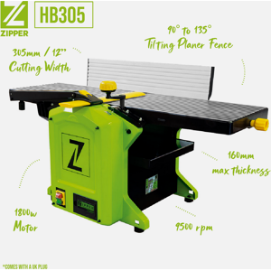 Zipper 12\" Planer Thicknesser Hb305 305x160mm Bench Top 1800w 230v Woodwork Zipper 12\" Planer Thicknesser Hb305 305x160mm Bench Top 1800w 230v Woodwork
