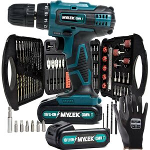 Mylek Cordless Drill 2 Batteries 18v Li-Ion Driver Set Screwdriver Kit 118pce Mylek Cordless Drill 2 Batteries 18v Li-Ion Driver Set Screwdriver Kit 118pce