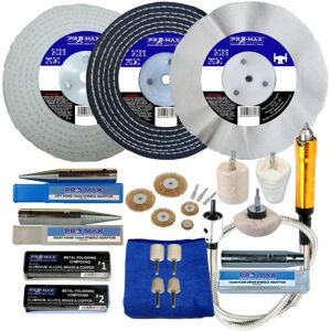 Pro-Max Professional Quality Tools Bench Grinder Aluminium Alloy Brass Metal Polishing Kit 8" X 1" Pro-Max Pro-Max Professional Quality Tools Bench Grinder Aluminium Alloy Brass Metal Polishing Kit 8" X 1" Pro-Max
