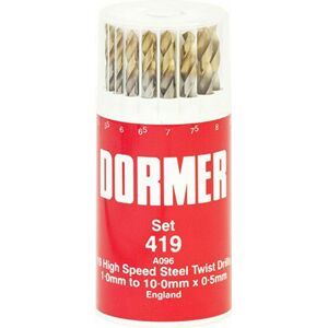 Dormer Metric 1.0 -10mm 'A002' 419 Hss Jobber Twist Drill 19pc Set - Ddk19 Dormer Metric 1.0 -10mm 'A002' 419 Hss Jobber Twist Drill 19pc Set - Ddk19