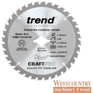 Trend CSB/19036TW Craft Pro Thin Kerf Circular Saw Blade - Circular Saw Blade Trend CSB/19036TW Craft Pro Thin Kerf Circular Saw Blade - Circular Saw Blade