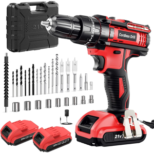 Betenst Cordless Drill Driver Set 21v, Power Hammer Drill With 2 Batteries 2000mah, 25+3 Betenst Cordless Drill Driver Set 21v, Power Hammer Drill With 2 Batteries 2000mah, 25+3